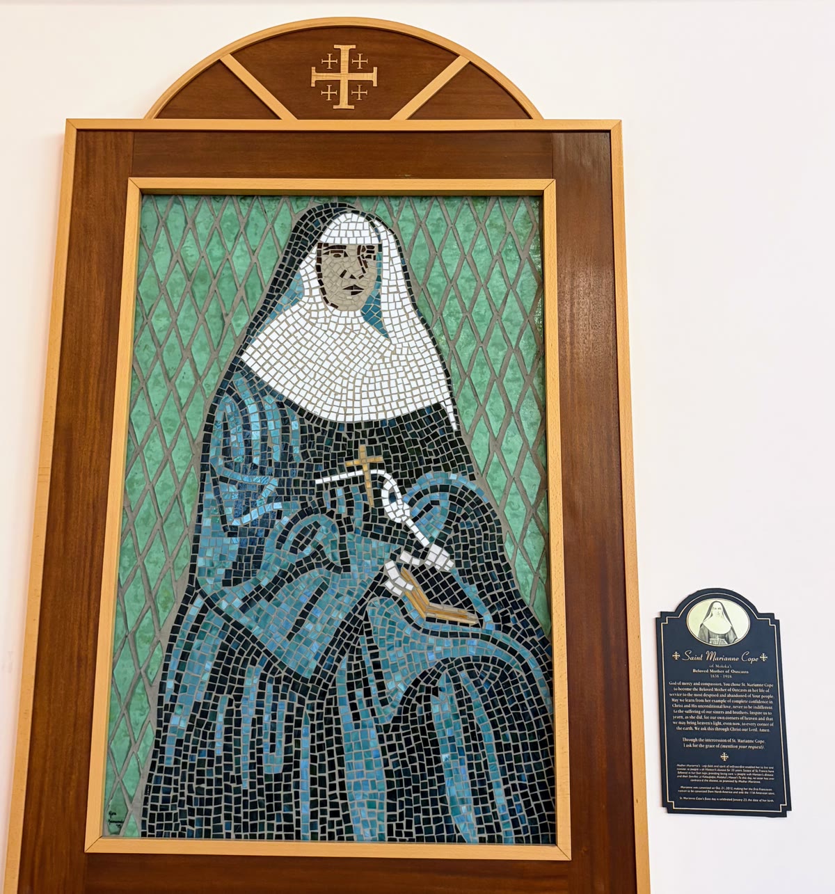 Mosaic of St. Marianne Cope at St. Michael's, Kona
